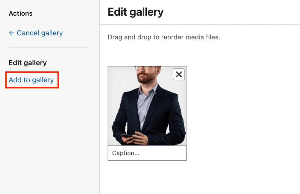 WordPress add to gallery