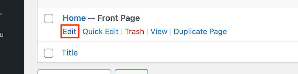 Editing the WordPress Front Page