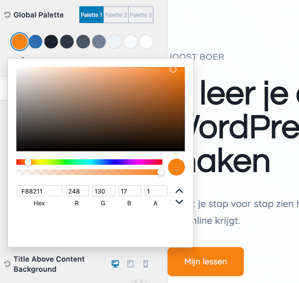 Customizing the Color Palette in Kadence