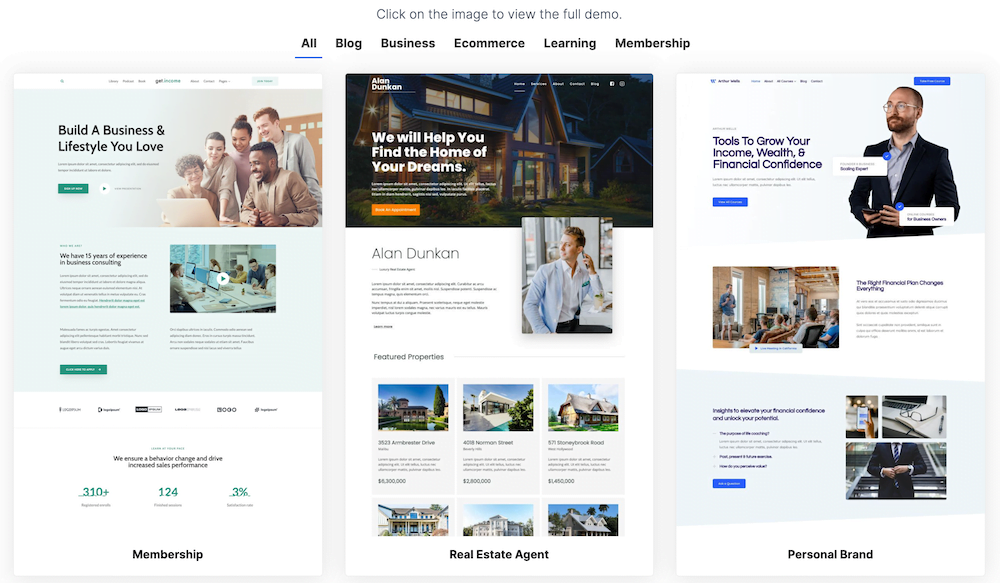 The starter templates from Kadence
