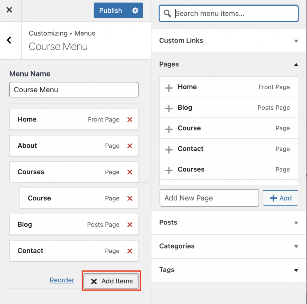 Adding Pages to WordPress Menu