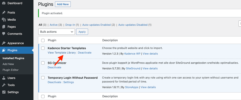 View Kadence Template Library