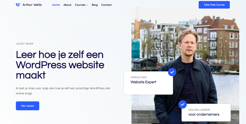 Example WordPress website created with Kadence