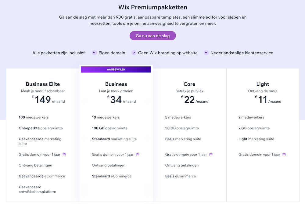 Wix paid plans.