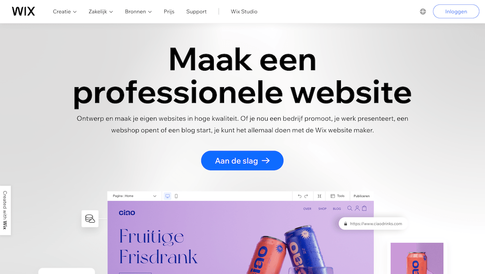 Wix homepage.