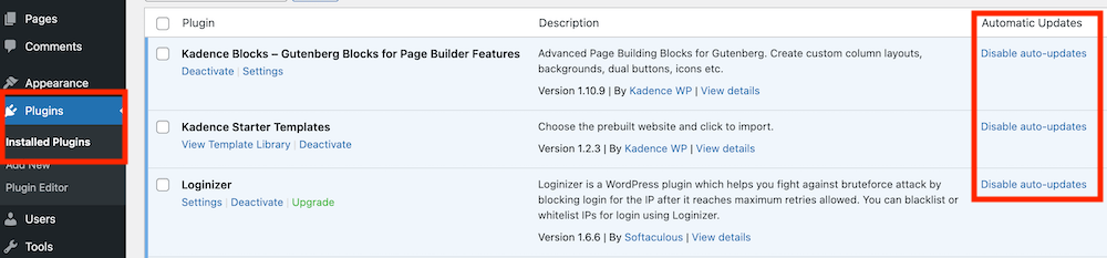 Updating WordPress plugins