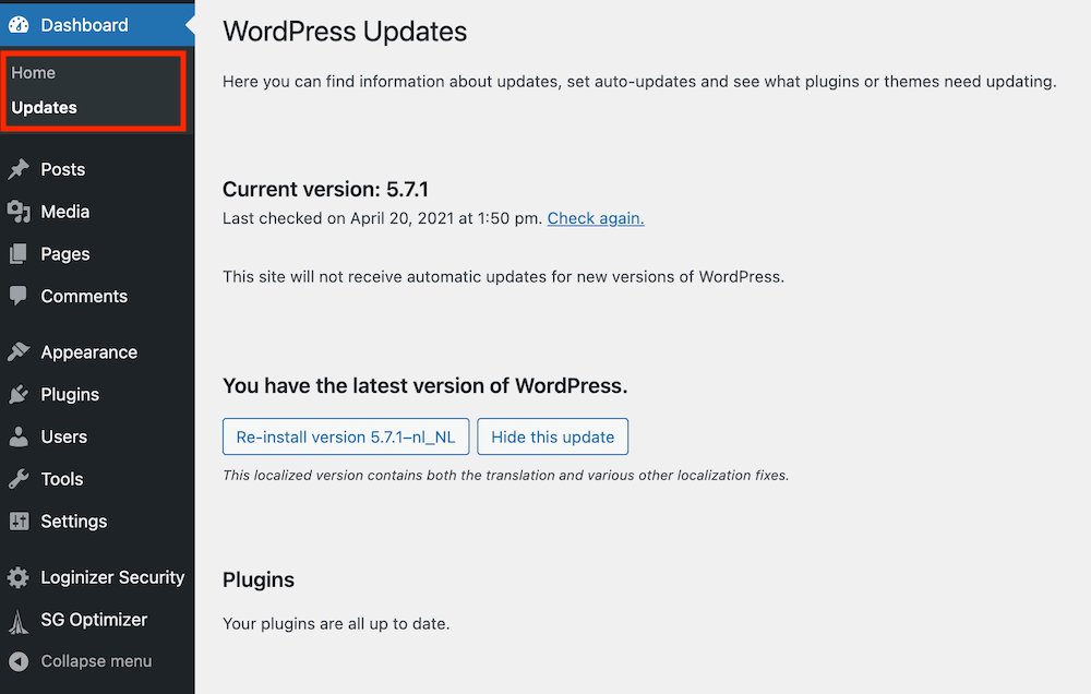 WordPress updates