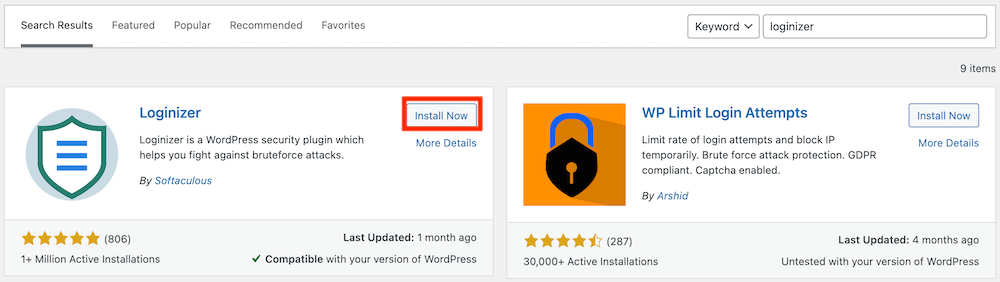 Installing Loginizer