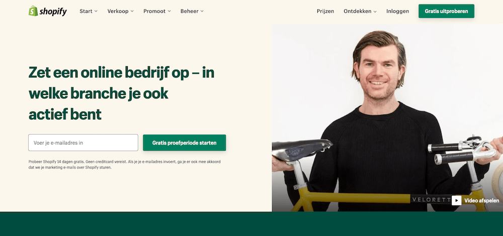 Shopify ecommerce homepage