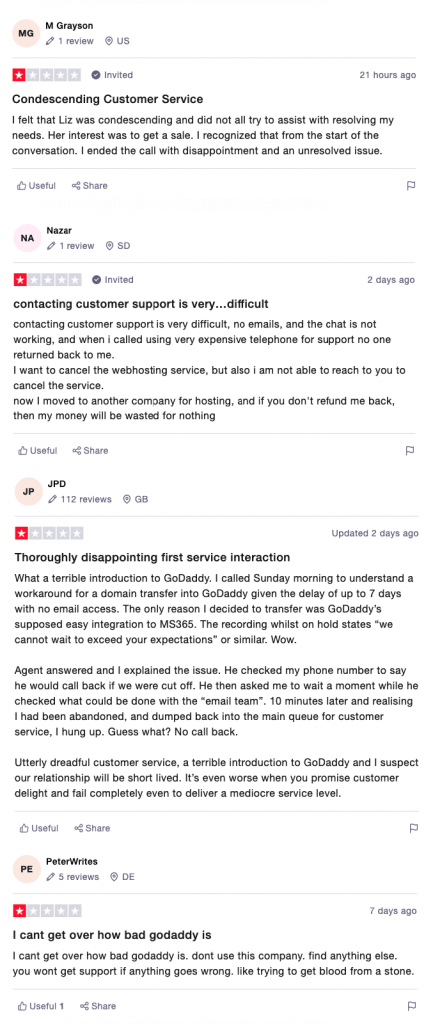 GoDaddy Customer Service Experiences