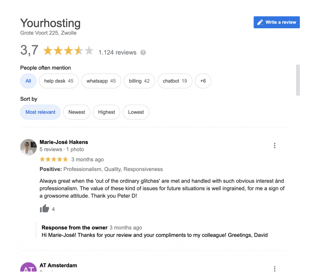 Yourhosting Google Reviews