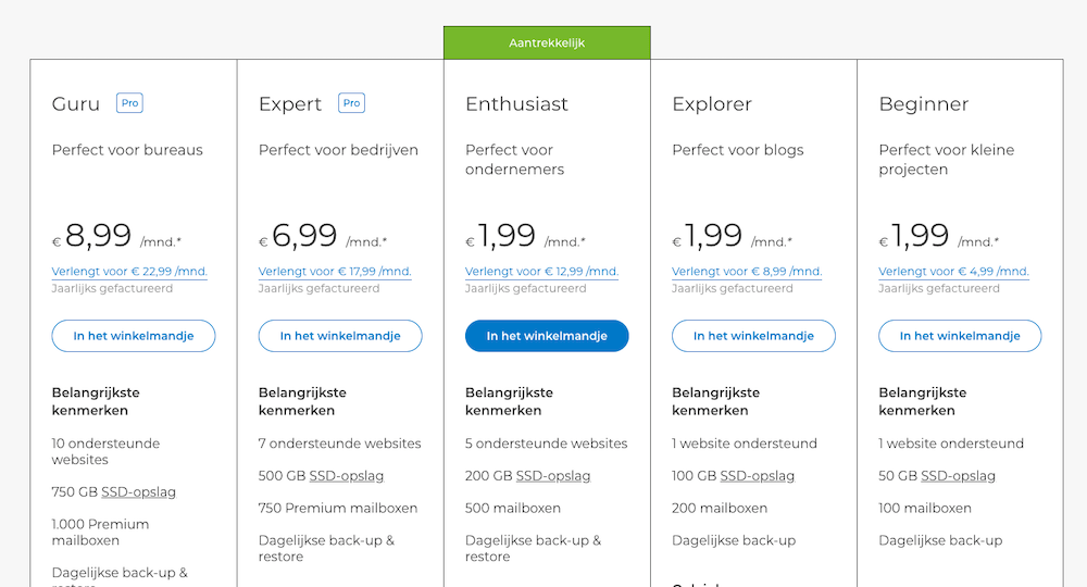 One.com Hosting Packages