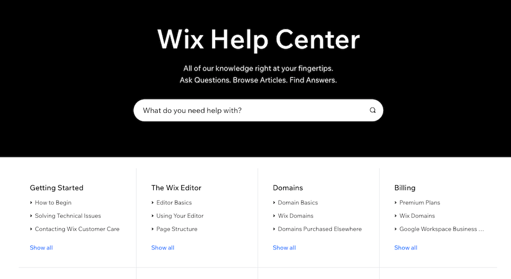 Wix customer support