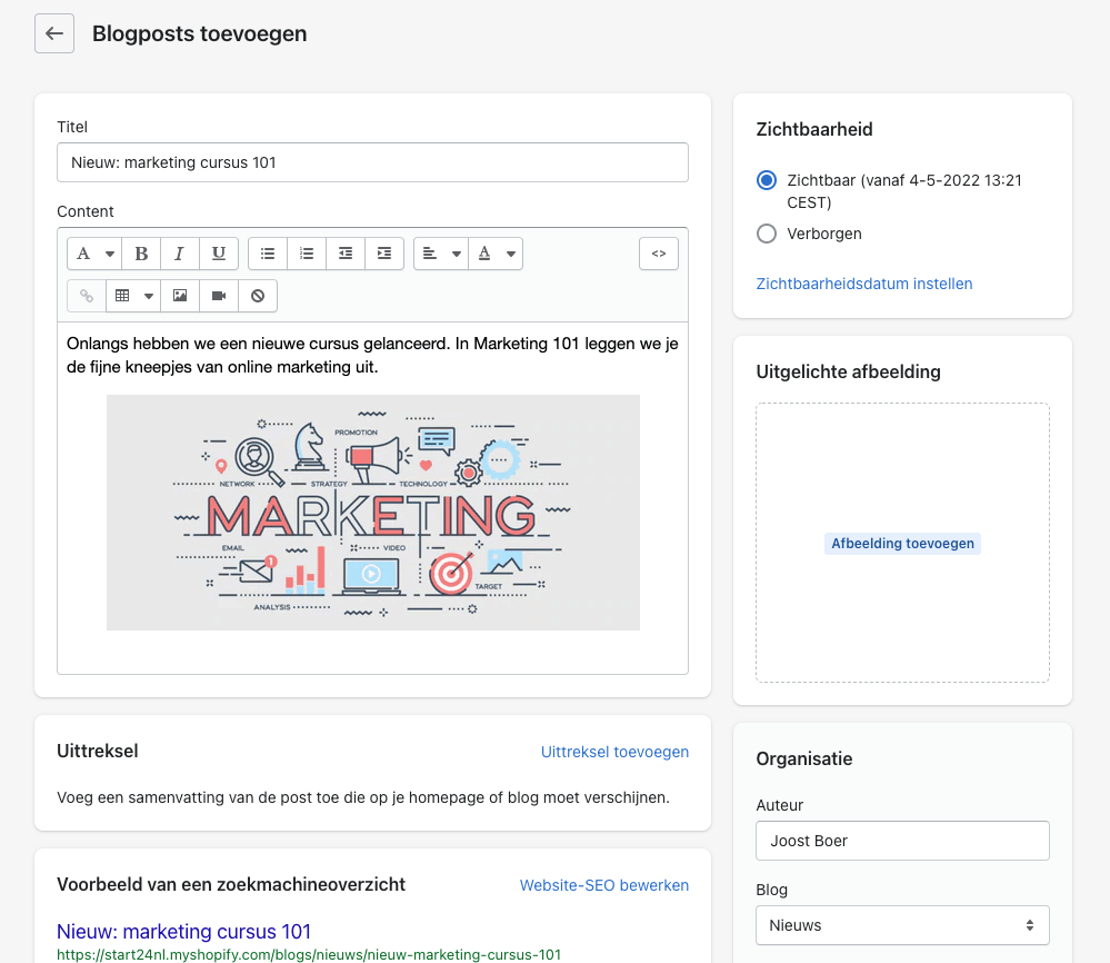 Adding a Shopify blog