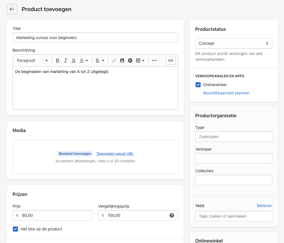 Adding a Shopify product