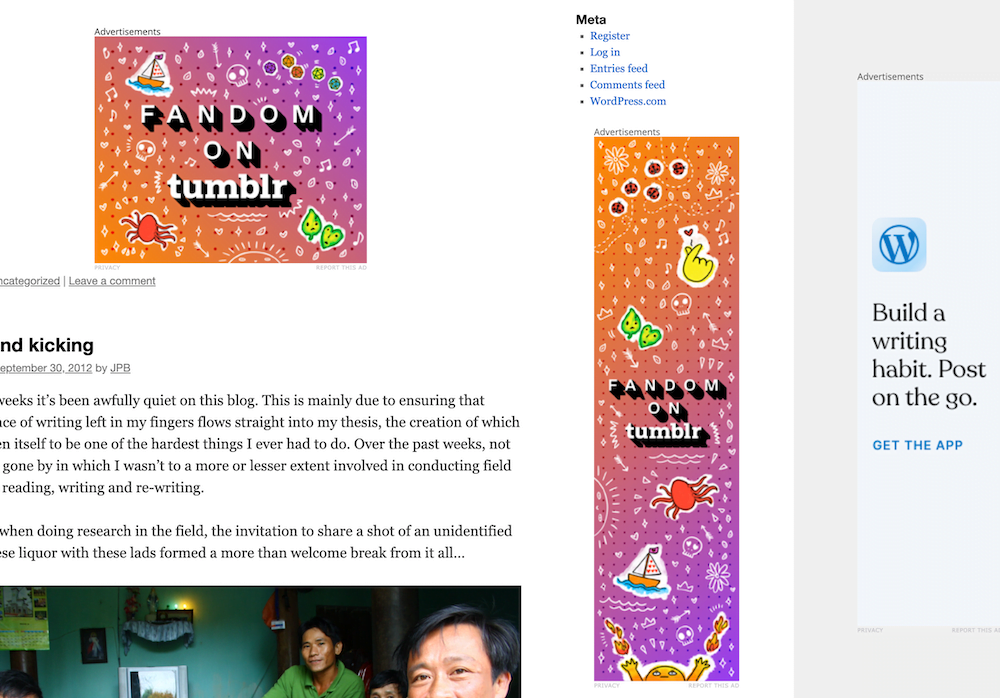 Advertisements on a free website