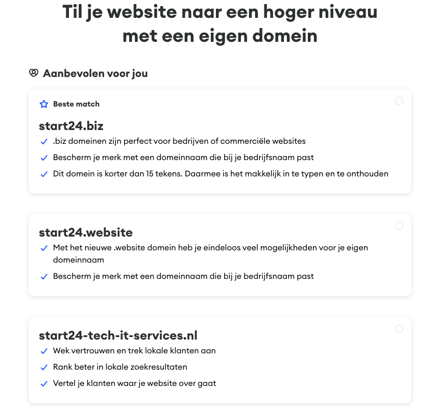Jimdo domain name suggestions
