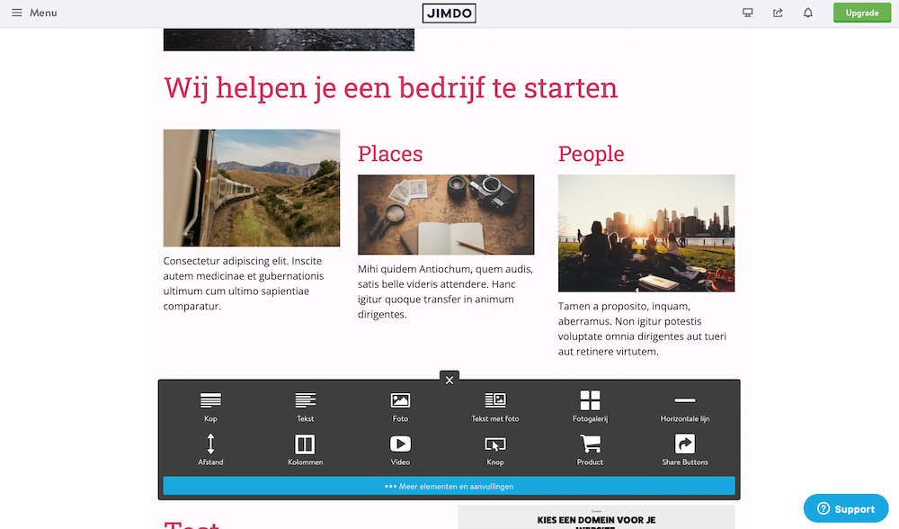 Jimdo Creator site editor