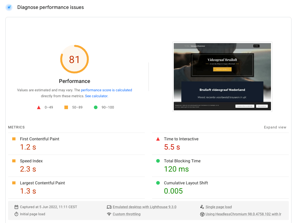 Webnode Desktop Speed