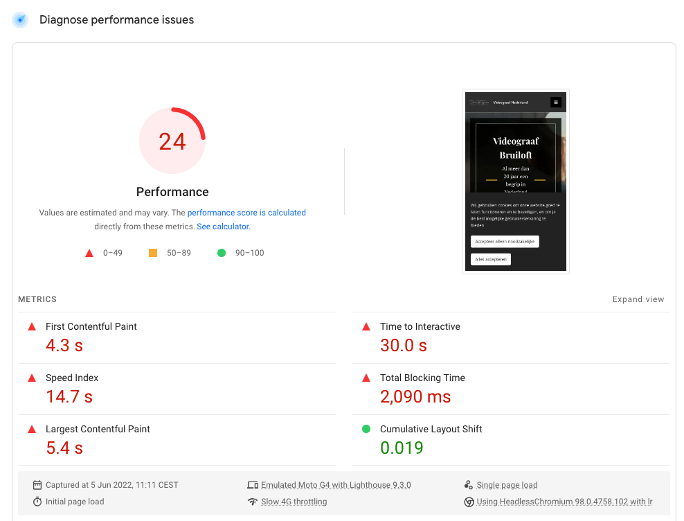 Webnode Mobile Speed