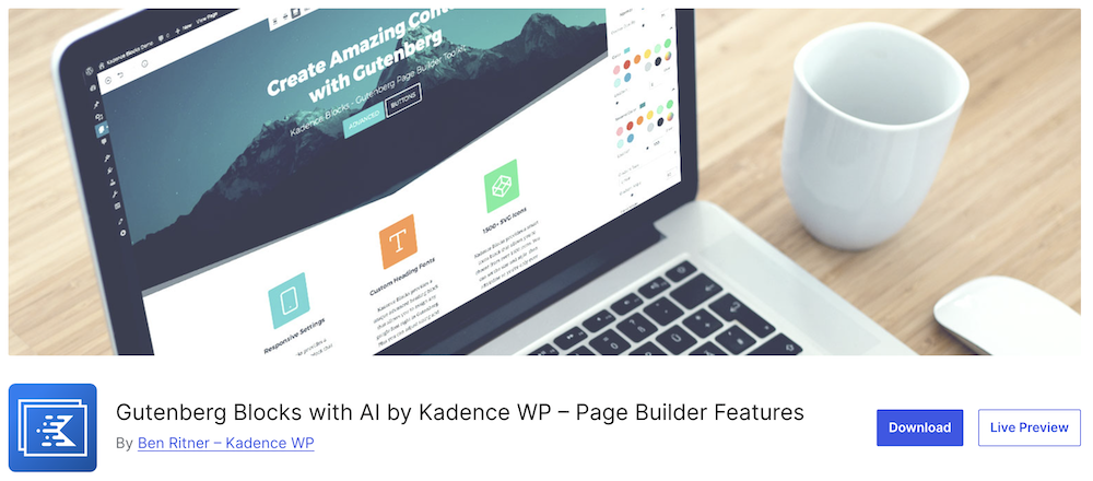 Kadence Blocks plugin.