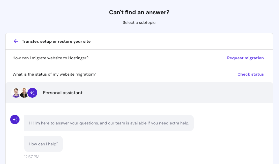 Hostinger Personal Assistant.