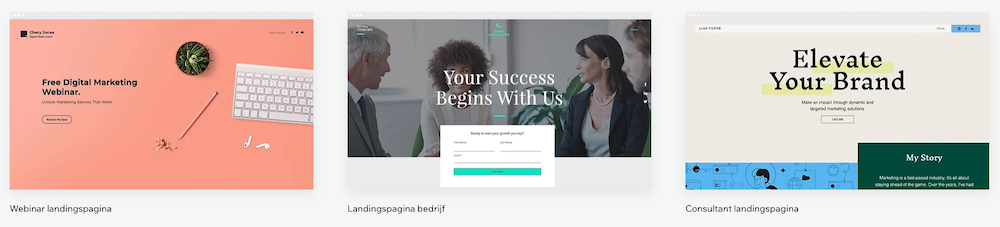 Wix landing page templates.