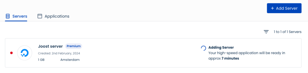Server lanceren met Cloudways. 