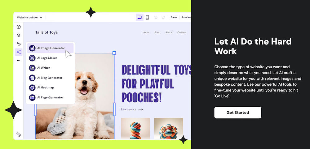 Hostinger website builder.