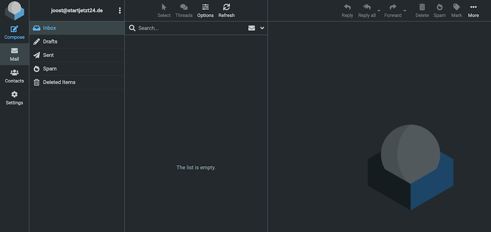 Cloud86 RoundCube webmail.